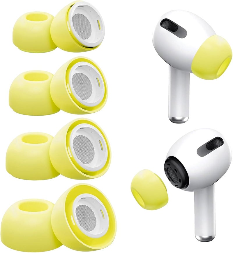 Vsagier 4 Pairs Replacement Ear Tips for AirPods Pro for AirPods Pro 2 with Noise Reduction Hole, Non-Slip Soft Silicone Ear Tips for AirPods Pro and Fit in The Charging Case(XS/S/M/L) Yellow - Image 1